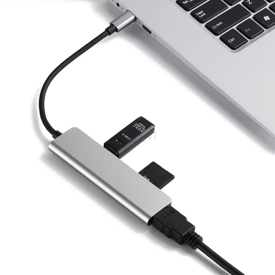 6-in-1 USB Type-C to HDMI Hub with 4K support, USB 3.0, SD/microSD slots, and Type-C charging. Compact, plug-and-play design for MacBook, iMac, and iPad Pro. - Image 3