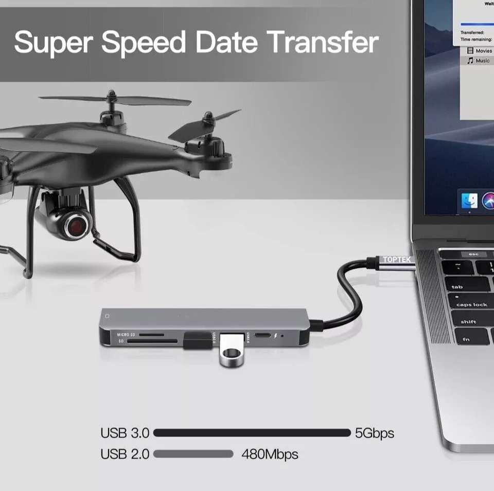 6-in-1 USB Type-C to HDMI Hub with 4K support, USB 3.0, SD/microSD slots, and Type-C charging. Compact, plug-and-play design for MacBook, iMac, and iPad Pro. - Image 6