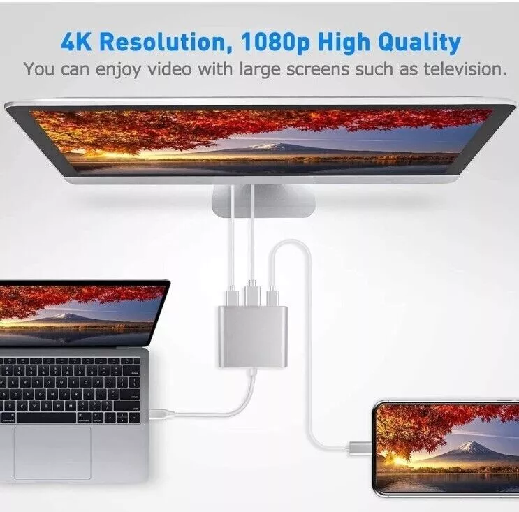 3-in-1 USB-C to HDMI Hub Adapter with USB 3.0 and 4K Support – Perfect for MacBook & Samsung Devices - Image 2