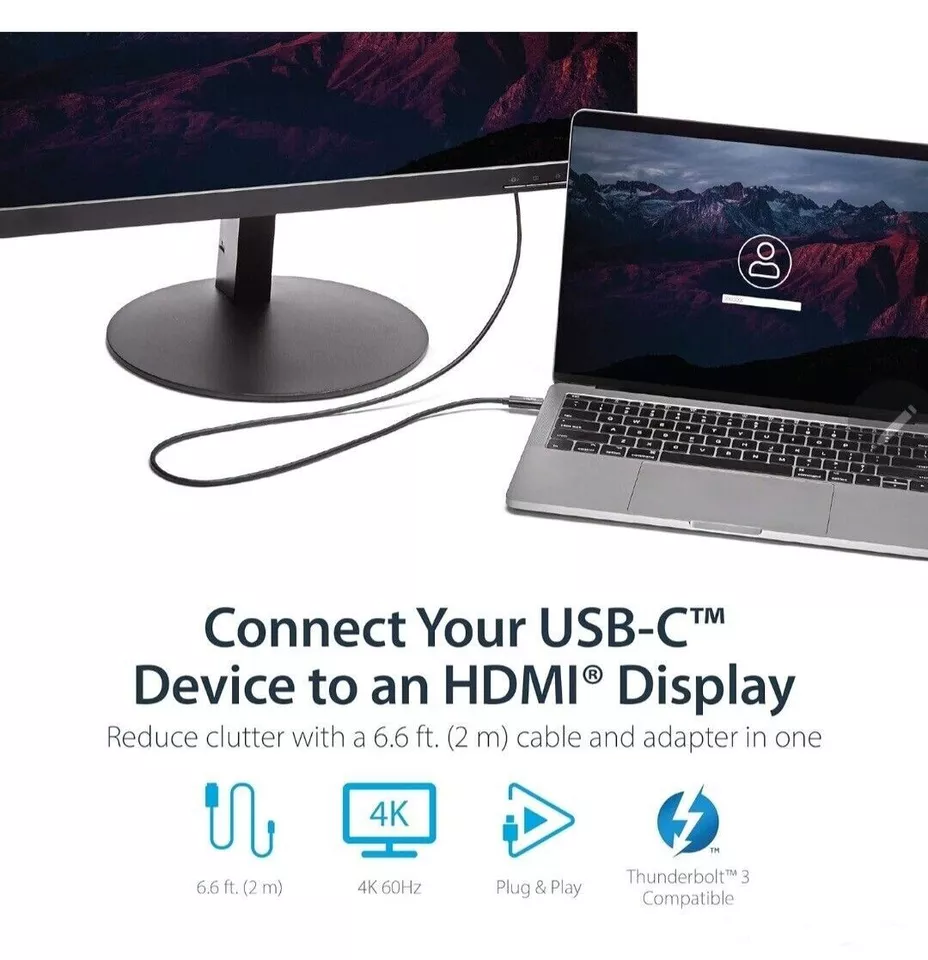 USB-C to HDMI 4K Cable 2M Adapter for TV, Phone, Tablet, and Laptop - Android Compatible - Image 6
